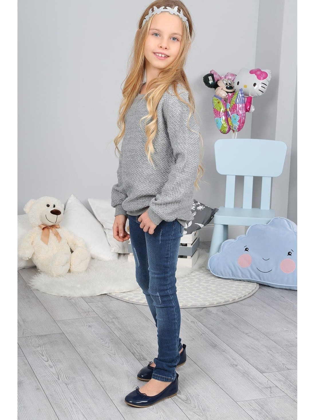 Grauer Kinderpullover NDZ36122 – Online-Shop – Boutique